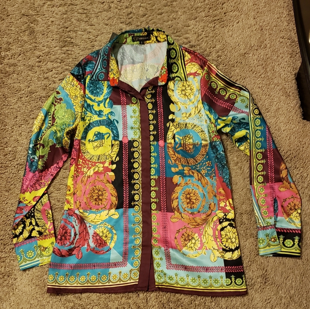 Versace Baroque Faille Silk Shirt
